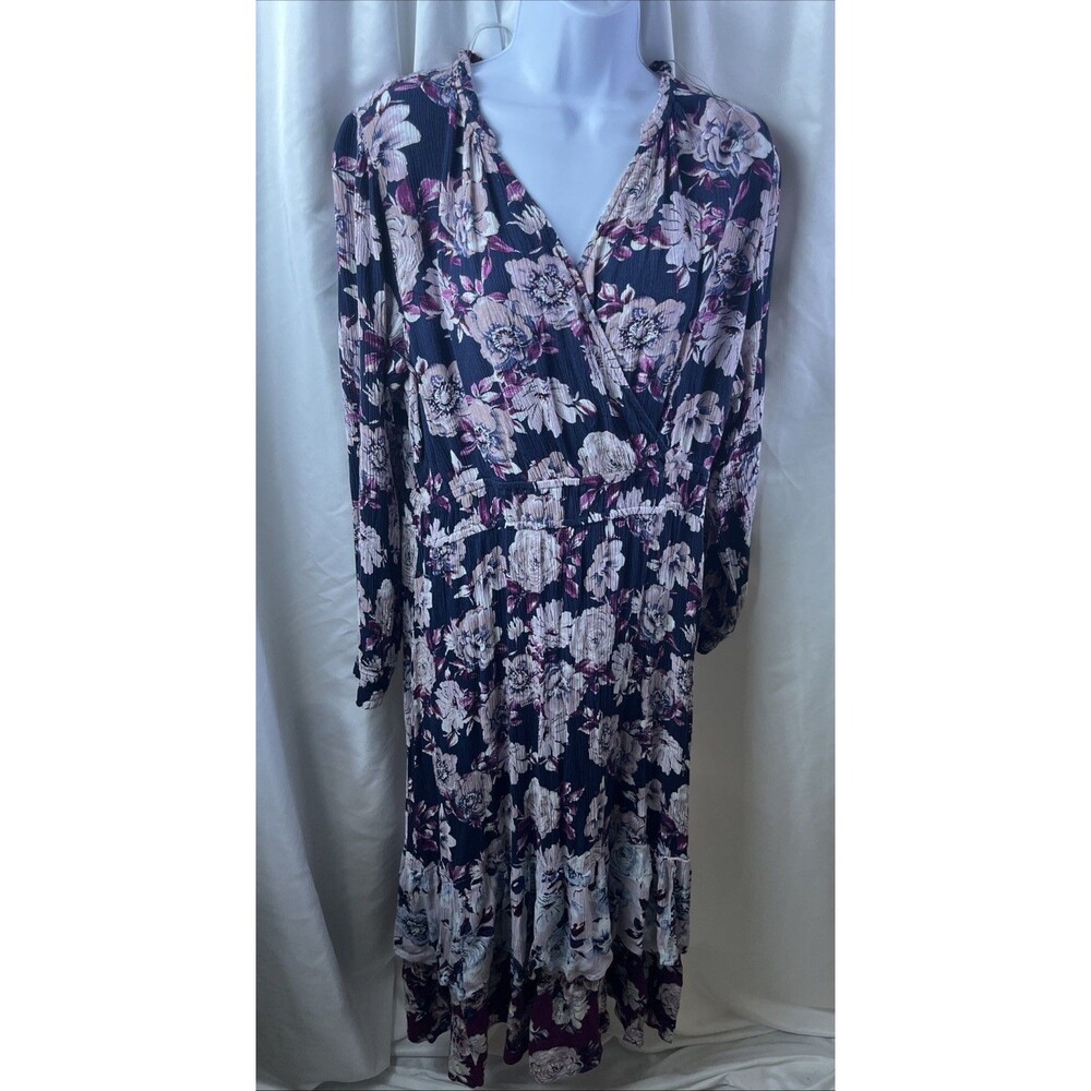 Nurture By Westbound Women’s Floral Maxi Dress Size XL Ruffle Faux Wrap Boho